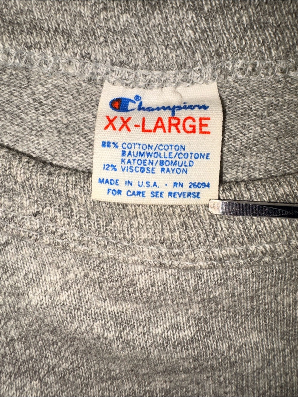 Vintage Champion 80s XX-Large Grey Heather Single Stitch Tee
